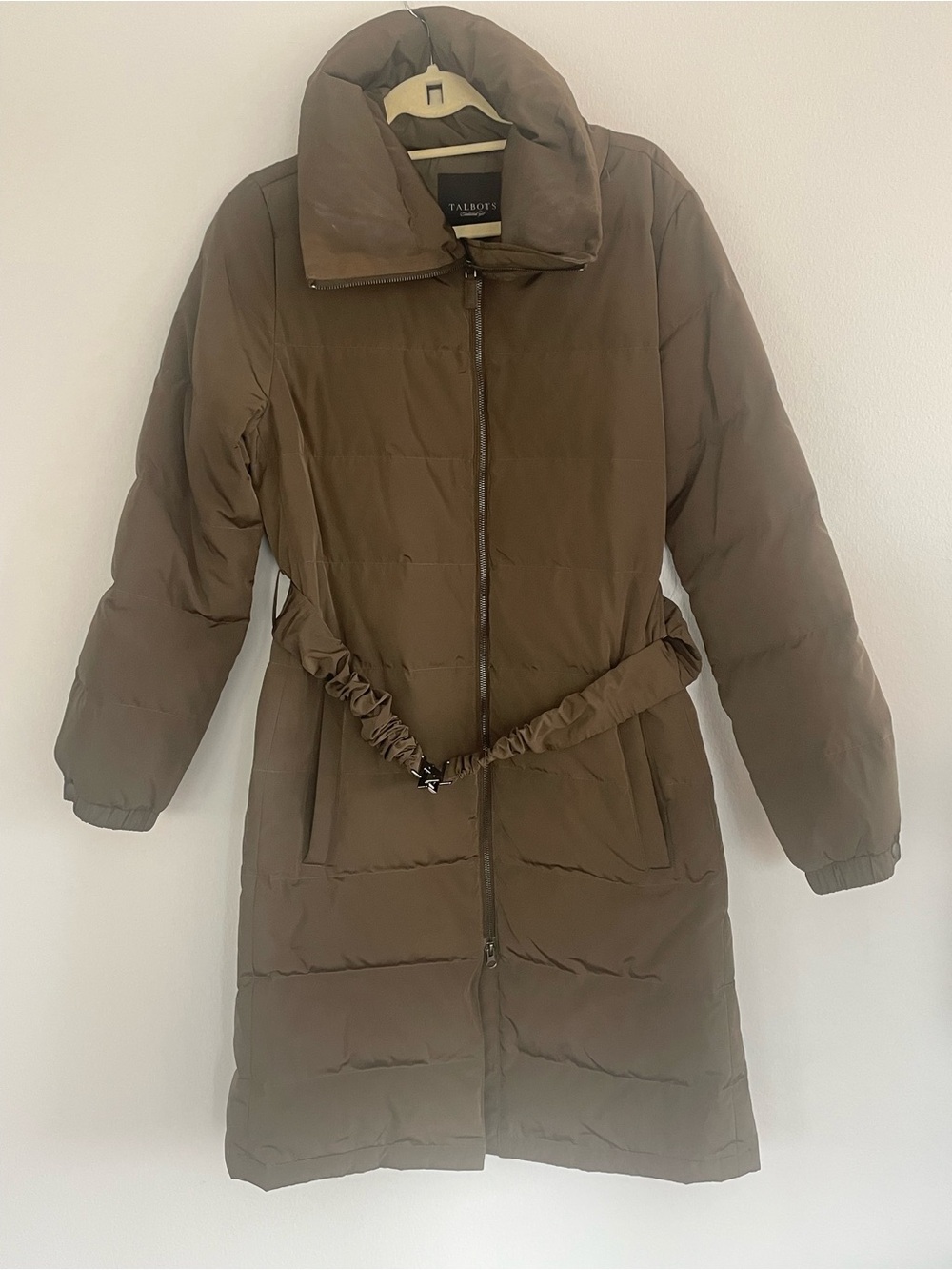 Talbots Women's Olive Green Puffer Coat with Belt (SM)